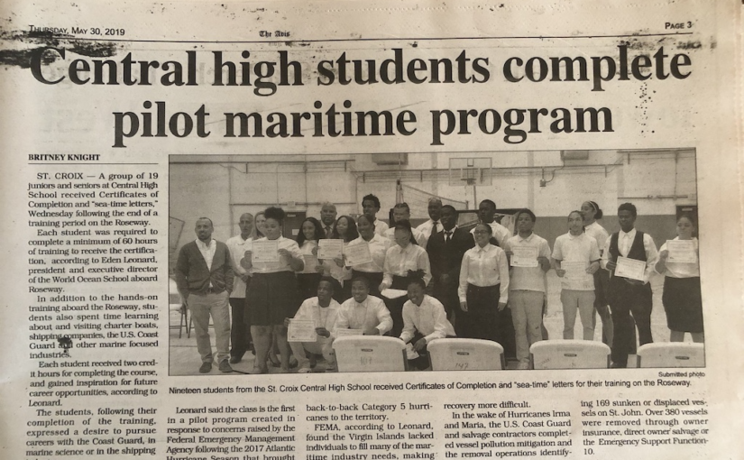 19 Maritime Academy students from STX Central High School graduated from the World Ocean School St.Croix